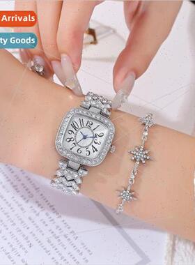 Women Alloy Full Diamond English Watch Roman Numeral Dial Ca