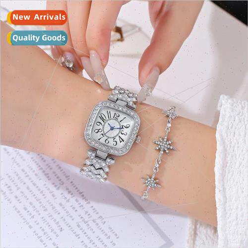 Women Alloy Full Diamond English Watch Roman Numeral Dial Ca