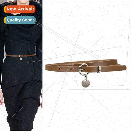 New Korean ladies leather belt cowhide belt round pin buckle