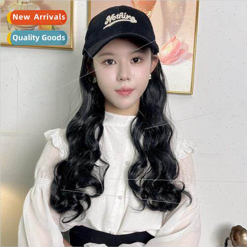 Wig women fall winter  letter cap long hair big wave one-pie