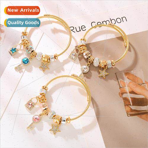 New DIY beaded bracelet star key diamond pendant hundred adj