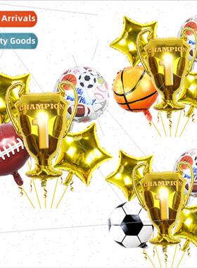 Gold Trophy Pentagram Soccer Volleyball Basketball Rugby Bal