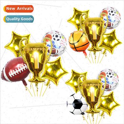 Gold Trophy Pentagram Soccer Volleyball Basketball Rugby Bal