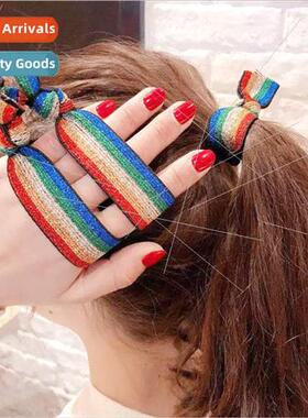 Korean Autumn winter simple rainbow hair rope rubber band ha
