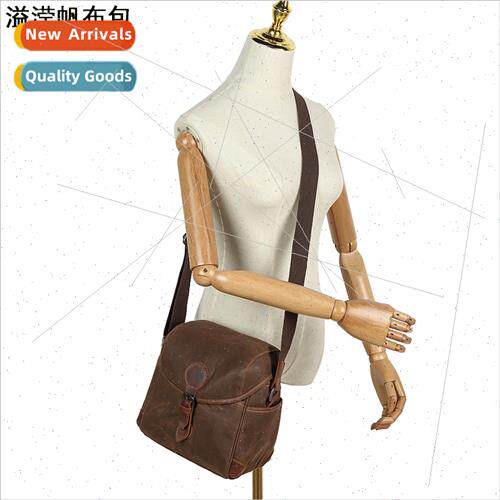 Retro Canvas Shoulder Bag Waterproof Camera Men Bag Leather