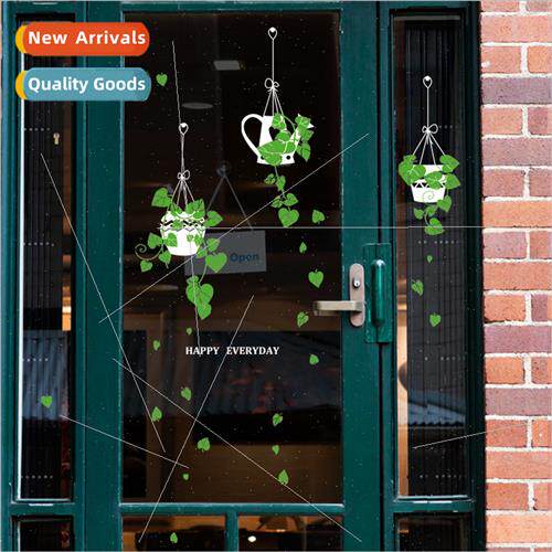 Hanging baskets potted green plants Shop glass door window s