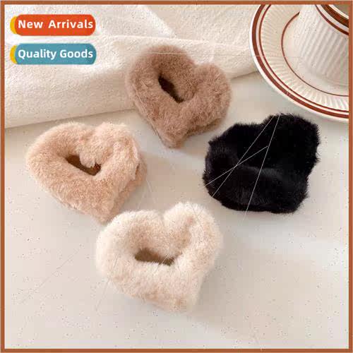 Heart Plush Hair Clip Back Head Plate Hair Clip Female Grab