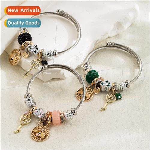 Fashion Stainless Steel Bracelet Women Alloy Oil Drip Bee Ke