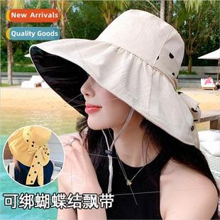 hat female bow sunscreen dot fisherman polka Vinyl Korean