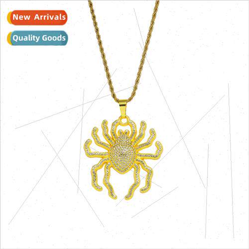 Europe Diamond Hip Hop Necklace Full Diamond Spider Pendant