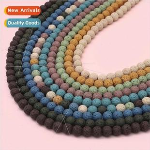 stone loose beads round volcanic colorful 10mm