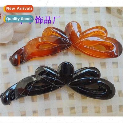 Classic versatile black banana clip simple women tortoise co