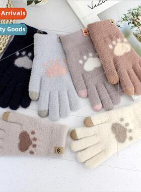 warm spl-finger gloves cute bear paw full finger padded thic