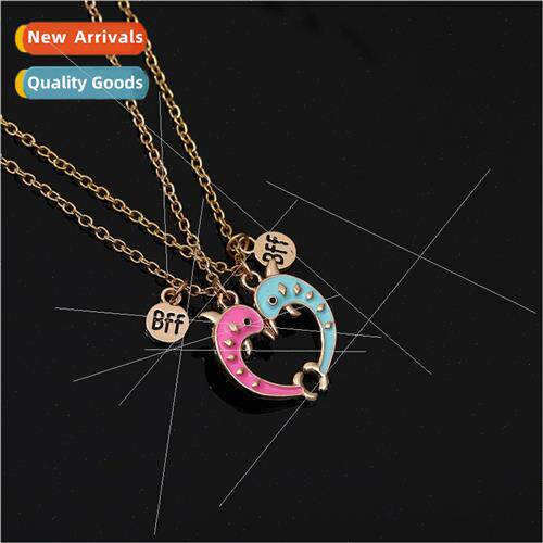 Friends Collection Necklace Alloy Pink Blue Dolphin Pendant