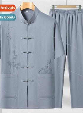 Cotton Tang su men middle-aged short-sleeved father summer s