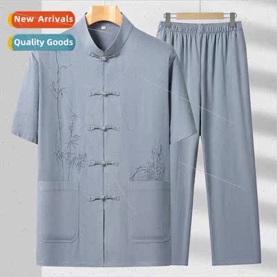 Cotton Tang su men middle-aged short-sleeved father summer s