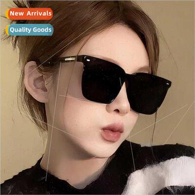 New Korea black frame square sunglasses vegan show face smal