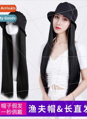 Wig female long fisherman hat wig one invisible no trace nat