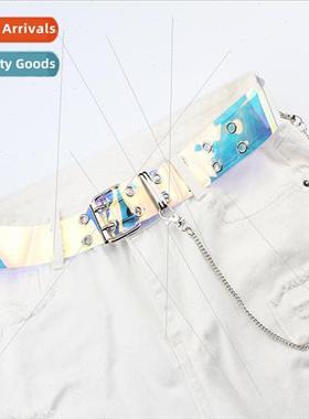 Fashion Laser Dazzle Transparent Belt Punk Lanyard Belt Doub