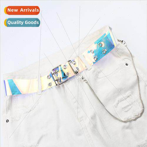 Fashion Laser Dazzle Transparent Belt Punk Lanyard Belt Doub