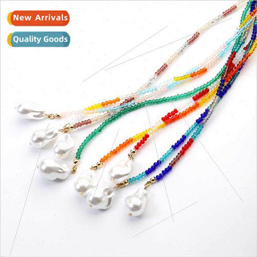 Europe bohemian beach fashion simple pearl pendant necklace