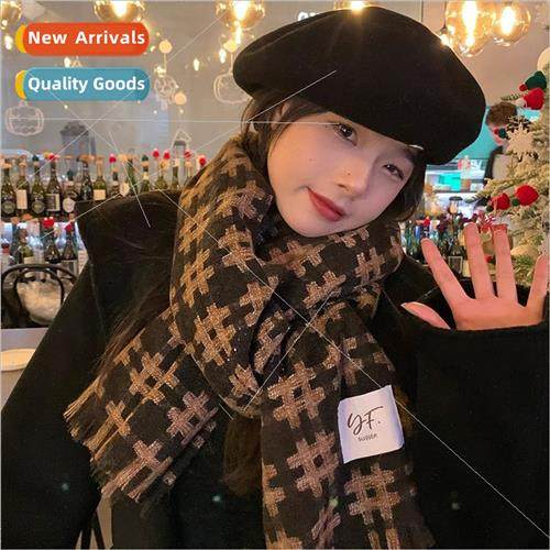 Caramel souffl茅 ~ soft retro plaid scarf female winter Kore