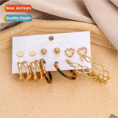 Retro twist love earrings female leopard acrylic earrings ne