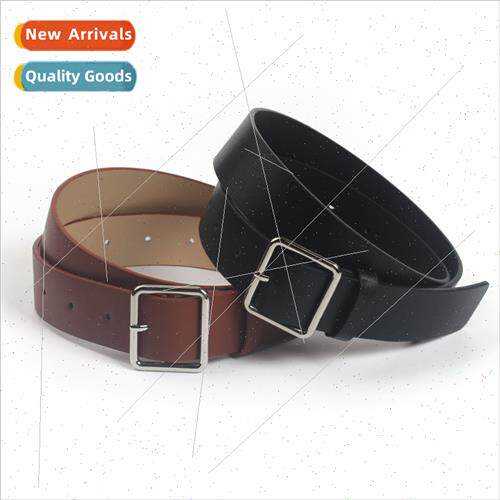 metal retro square pin buckle black belt female wide belt ma