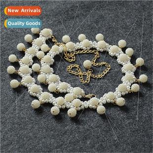 pearl waist dance women belly braided leisure Korean chain