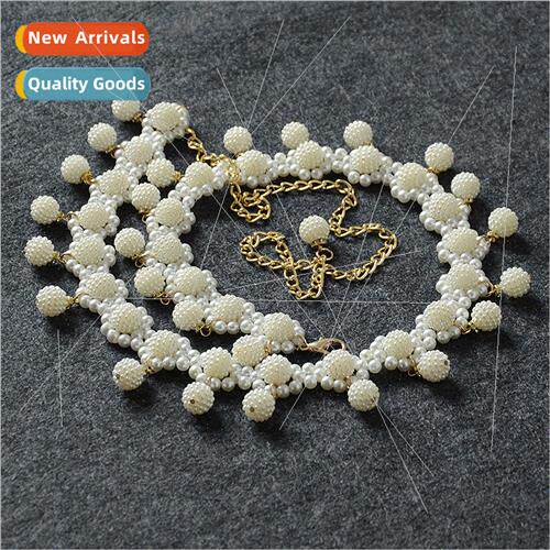 Korean women braided pearl waist chain leisure belly dance w