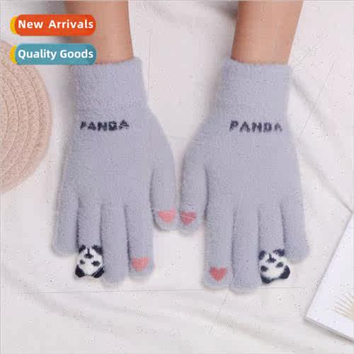 New knted cartoon gloves plush cold touch screen gloves fema