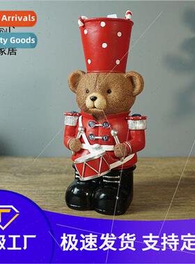 Brown bear drummer Europe resin crafts TV cabinet living roo