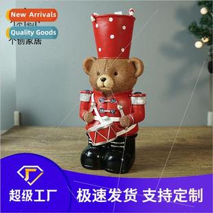 Europe resin living bear roo cabinet drummer Brown crafts