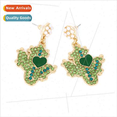fresh lovely alloy oil drop diamond cactus earrings personal