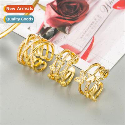 Europe fashion new copper 18K gold-plated geometric butterfl