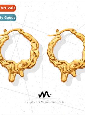 Shaped embossed earrings geometric irregular euroins tanium