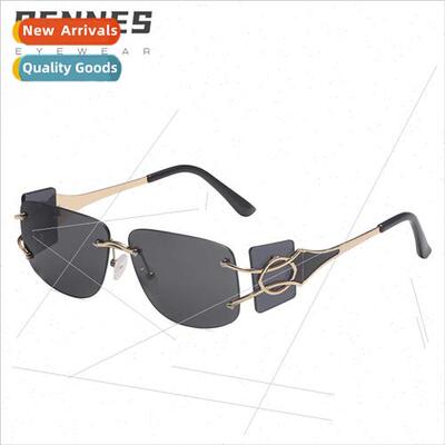 new rimless sunglasses retro sunglasses multi-color lenses f