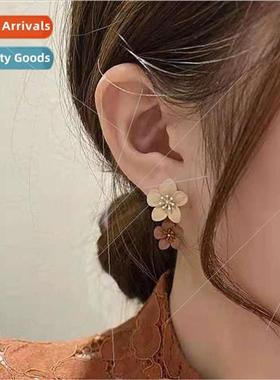 che color clash spray paint flower earrings female Korea sim