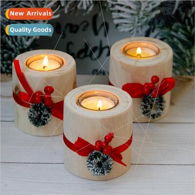 Creative Christmas holiday decorative wooden candlestick can