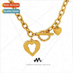 heart female ins collar necklace peach love France buckle