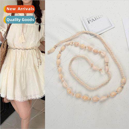 Women wax rope shell braided belt skirt decoration female et