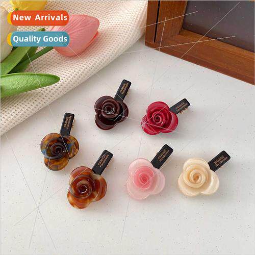Acetate rose flower hair clips gentle side bangs clip Korean