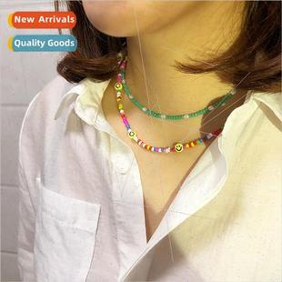 colorful handmade rice beads femal Jewelry necklace bohemian