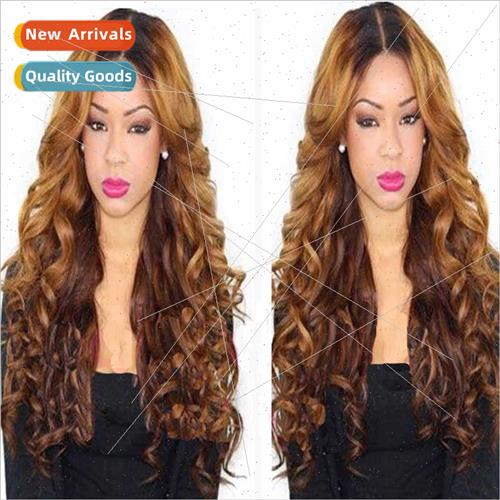 African ladies big wave center parted wig Europe color hair