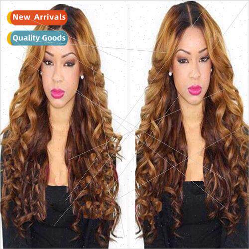 African ladies big wave center parted wig Europe color hair