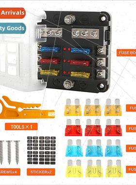 Car Boat Multi-Circu Fuse Box wh Posive Negative 6-Circu Fus