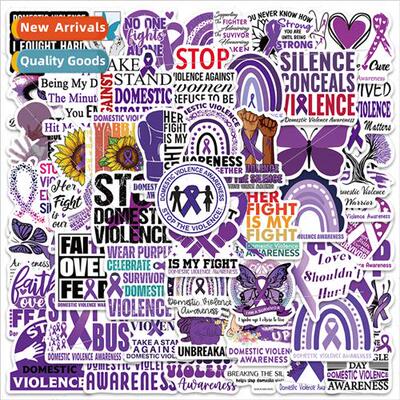 50 Domestic Violence Purple English Phrase Stickers ggage Sk