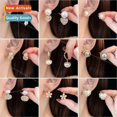 silver needle pearl earrings match jewelry workers female
