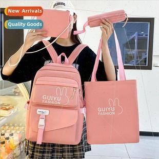 high color students schoolbag back sets ins five Korea value