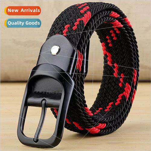 Universal men women braided elastic canvas belt elastic no h